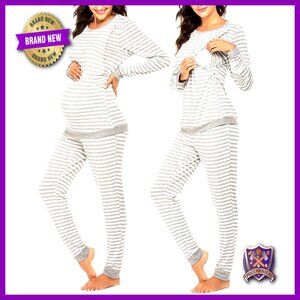 Nursing Pajama Set Long Sleeve Maternity Sleepwear Thermal Underwear